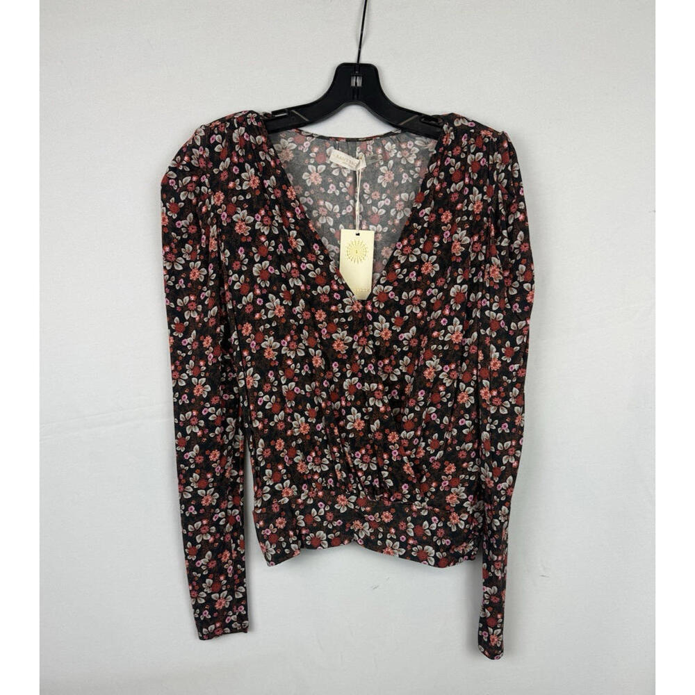 Ramy Brook Ivana Floral Long Sleeve Top Red Size XS